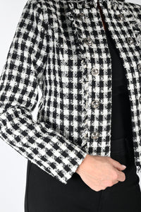Frank Lyman Fall/Winter 2023 -233813U-Woven Jacket-Black/Off White - The Coach Pyramids