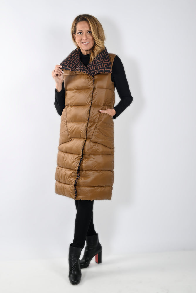 Frank Lyman Fall/Winter 2023 -233884U-Woven Vest-Brown/Black - The Coach Pyramids