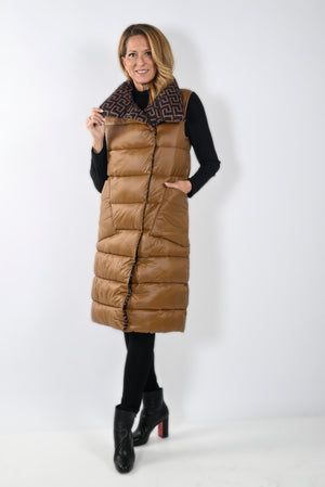 Frank Lyman Fall/Winter 2023 -233884U-Woven Vest-Brown/Black - The Coach Pyramids