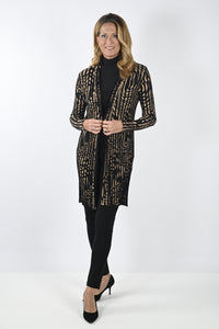 Frank Lyman Fall/Winter 2023 -233893U-Knit Cover Up-Black/Tan - The Coach Pyramids