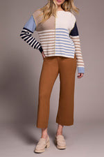 Tribal Fall 2025-2338O-8077-Long Sleeve Boat Neck Sweater-Sand Stone - The Coach Pyramids