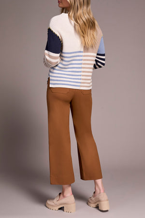 Tribal Fall 2025-2338O-8077-Long Sleeve Boat Neck Sweater-Sand Stone - The Coach Pyramids