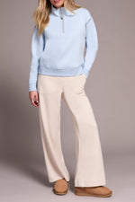 Tribal Fall 2025-2339O-8327-Long Sleeve Funnel Neck Top W/Stitching-Chambray - The Coach Pyramids