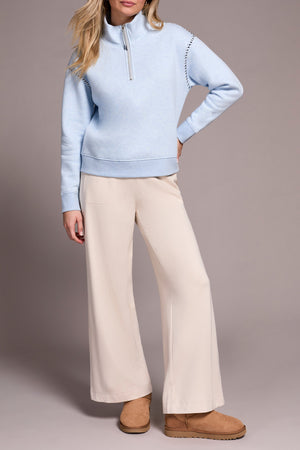 Tribal Fall 2025-2339O-8327-Long Sleeve Funnel Neck Top W/Stitching-Chambray - The Coach Pyramids