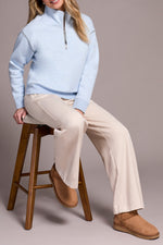 Tribal Fall 2025-2339O-8327-Long Sleeve Funnel Neck Top W/Stitching-Chambray - The Coach Pyramids
