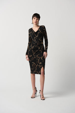 Joseph Ribkoff Winter  2023 -234020-Dress -Black/Multi - The Coach Pyramids