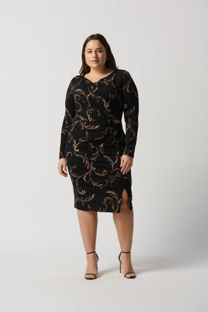 Joseph Ribkoff Winter  2023 -234020-Dress -Black/Multi - The Coach Pyramids