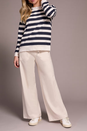 Tribal Fall 2025-2340O-8329-Long Sleeve Crew Neck Top W/Rib Detail-Sapphire - The Coach Pyramids