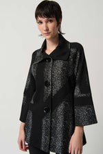 Joseph Ribkoff Winter  2023 -234105-Coat-Black/White - The Coach Pyramids