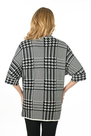 Frank Lyman Fall/Winter 2023 -234107U-Knit Cover Up-Black/White - The Coach Pyramids