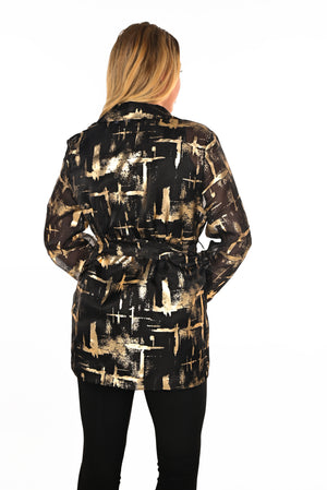 Frank Lyman Fall/Winter 2023 -234108U-Woven Cover Up-Black/Gold - The Coach Pyramids