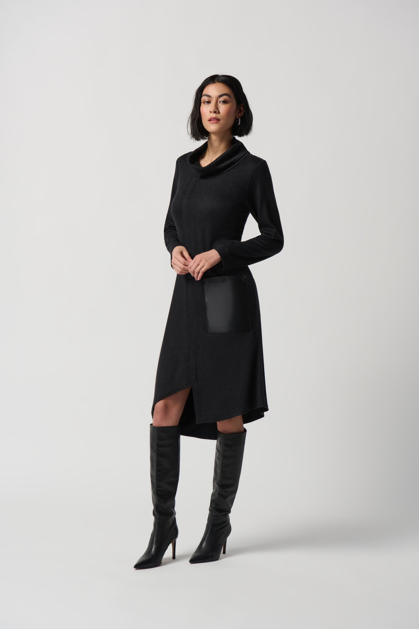 Joseph Ribkoff Winter  2023 -234160-Dress-Charcoal Grey/Black - The Coach Pyramids