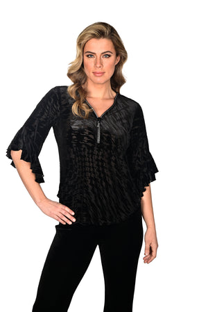 Frank Lyman Fall/Winter 2023 -234289-Knit Top-Black - The Coach Pyramids