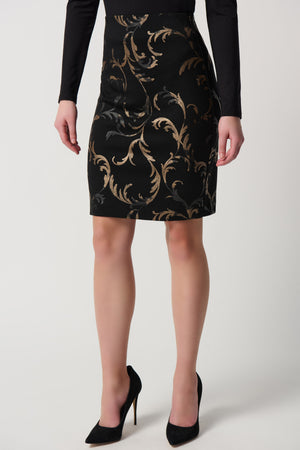 Joseph Ribkoff Winter  2023 -234296-Skirt-Black/Gold - The Coach Pyramids