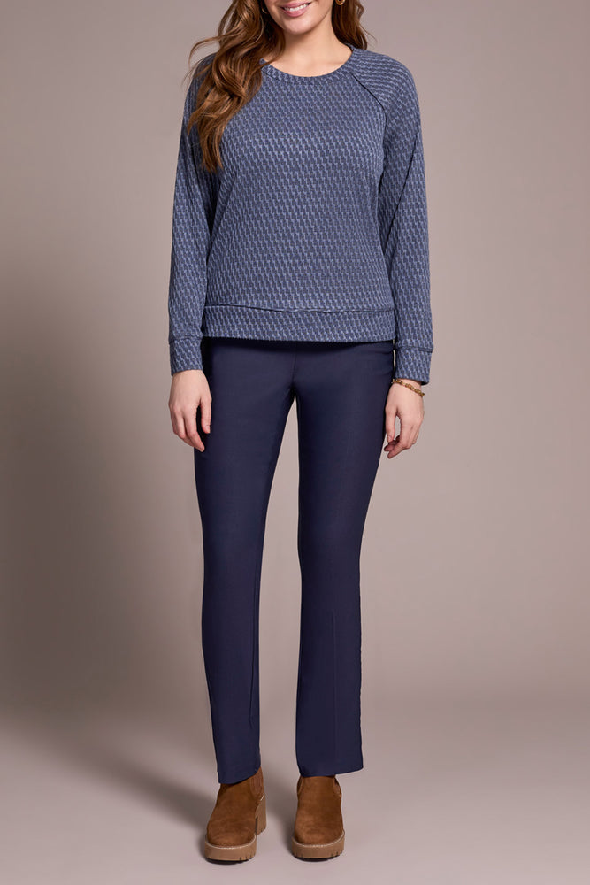 Tribal Fall 2025-2342O-8337-Long Sleeve Crew Neck Raglan Top-Sapphire - The Coach Pyramids