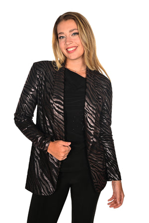 Frank Lyman Fall/Winter 2023 -234349-Knit Blazer-Black/Bronze - The Coach Pyramids