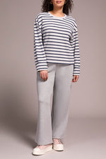 Tribal Fall 2025-2343O-8340-Long Sleeve Crew Neck Top W/Cuff-Sapphire - The Coach Pyramids