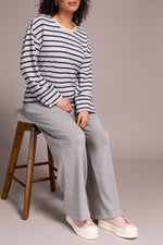 Tribal Fall 2025-2343O-8340-Long Sleeve Crew Neck Top W/Cuff-Sapphire - The Coach Pyramids
