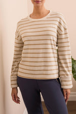 Tribal Fall 2025-2343O-8340-Long Sleeve Crew Neck Top W/Cuff-Ice Latte - The Coach Pyramids