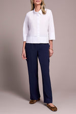 Tribal Fall 2025-2345O-8255-3/4 Sleeve Button Front Shirt-White - The Coach Pyramids