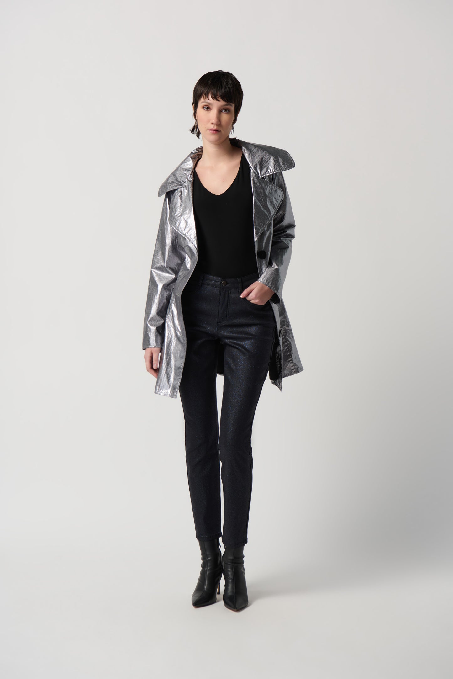 Joseph Ribkoff Winter  2023 -234901-Jacket-Gun Metal - The Coach Pyramids