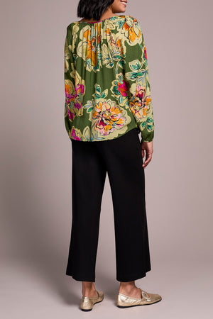 Tribal Fall 2025-2349O-8111-Long Sleeve Blouse W/Tie-Chive - The Coach Pyramids
