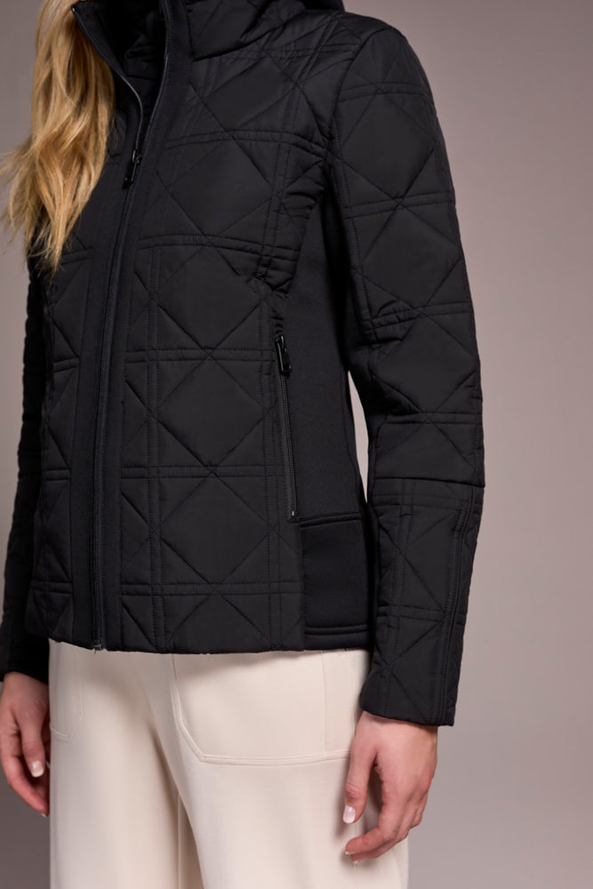 Tribal Fall 2025-2353O-3789-Long Sleeve Zip Front Puffer W/Removable Hood-Black - The Coach Pyramids