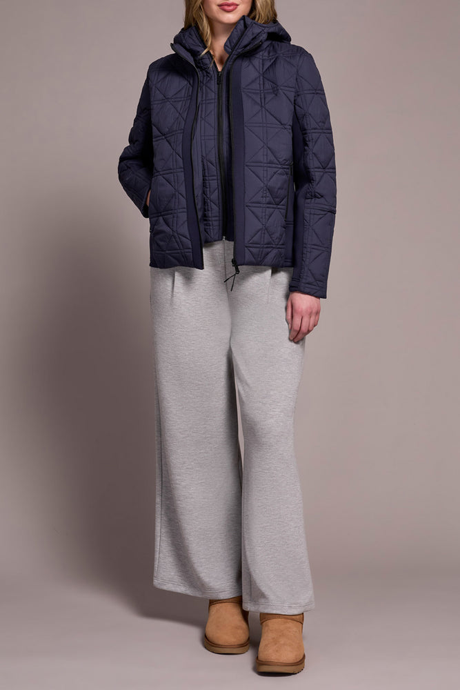 Tribal Fall 2025-2353O-3789-Long Sleeve Zip Front Puffer W/Removable Hood-Sapphire - The Coach Pyramids