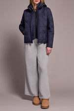 Tribal Fall 2025-2353O-3789-Long Sleeve Zip Front Puffer W/Removable Hood-Sapphire - The Coach Pyramids