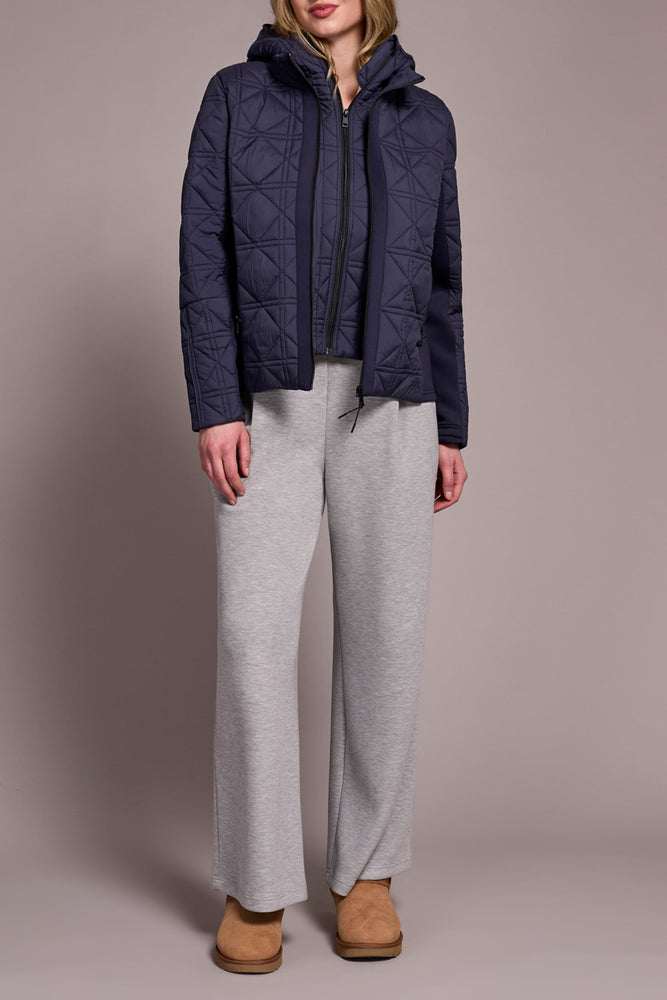 Tribal Fall 2025-2353O-3789-Long Sleeve Zip Front Puffer W/Removable Hood-Sapphire - The Coach Pyramids