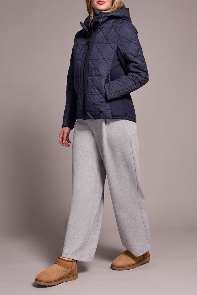 Tribal Fall 2025-2353O-3789-Long Sleeve Zip Front Puffer W/Removable Hood-Sapphire - The Coach Pyramids