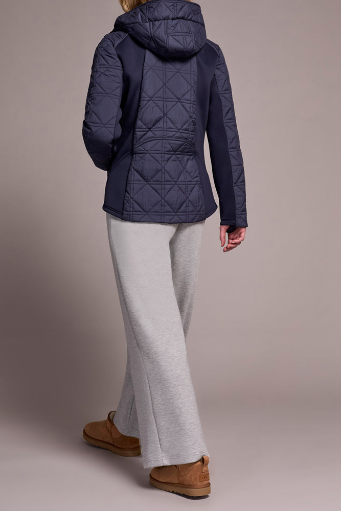 Tribal Fall 2025-2353O-3789-Long Sleeve Zip Front Puffer W/Removable Hood-Sapphire - The Coach Pyramids