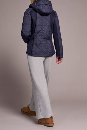 Tribal Fall 2025-2353O-3789-Long Sleeve Zip Front Puffer W/Removable Hood-Sapphire - The Coach Pyramids