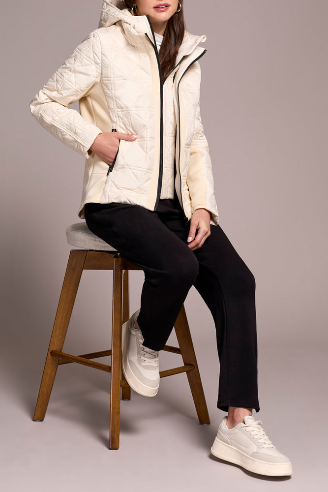 Tribal Fall 2025-2353O-3789-Long Sleeve Zip Front Puffer W/Removable Hood-Moon Stone - The Coach Pyramids