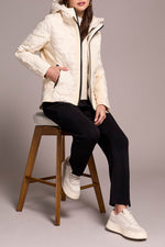 Tribal Fall 2025-2353O-3789-Long Sleeve Zip Front Puffer W/Removable Hood-Moon Stone - The Coach Pyramids