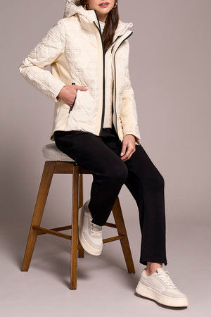 Tribal Fall 2025-2353O-3789-Long Sleeve Zip Front Puffer W/Removable Hood-Moon Stone - The Coach Pyramids