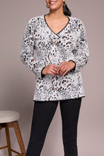 Tribal Fall 2025-2354O-8321-Long Sleeve V Neck Sweater-Moon Stone - The Coach Pyramids