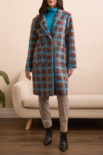 Tribal Fall 2025-2355O-8336-Long Sleeve Button Front Coat-Wood - The Coach Pyramids