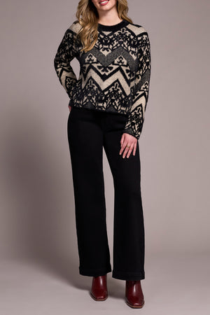 Tribal Fall 2025-2357O-8341-Long Sleeve Crew Neck Sweater-Black - The Coach Pyramids