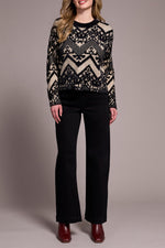 Tribal Fall 2025-2357O-8341-Long Sleeve Crew Neck Sweater-Black - The Coach Pyramids