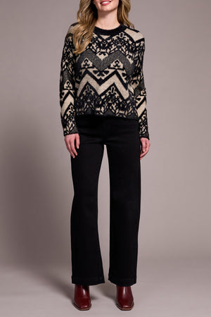 Tribal Fall 2025-2357O-8341-Long Sleeve Crew Neck Sweater-Black - The Coach Pyramids