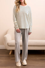 Tribal Fall 2025-2363O-8348-Long Sleeve Crew Neck Top W/Buttons-Moon Stone - The Coach Pyramids