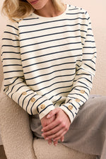Tribal Fall 2025-2363O-8348-Long Sleeve Crew Neck Top W/Buttons-Moon Stone - The Coach Pyramids