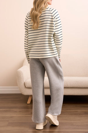 Tribal Fall 2025-2363O-8348-Long Sleeve Crew Neck Top W/Buttons-Moon Stone - The Coach Pyramids