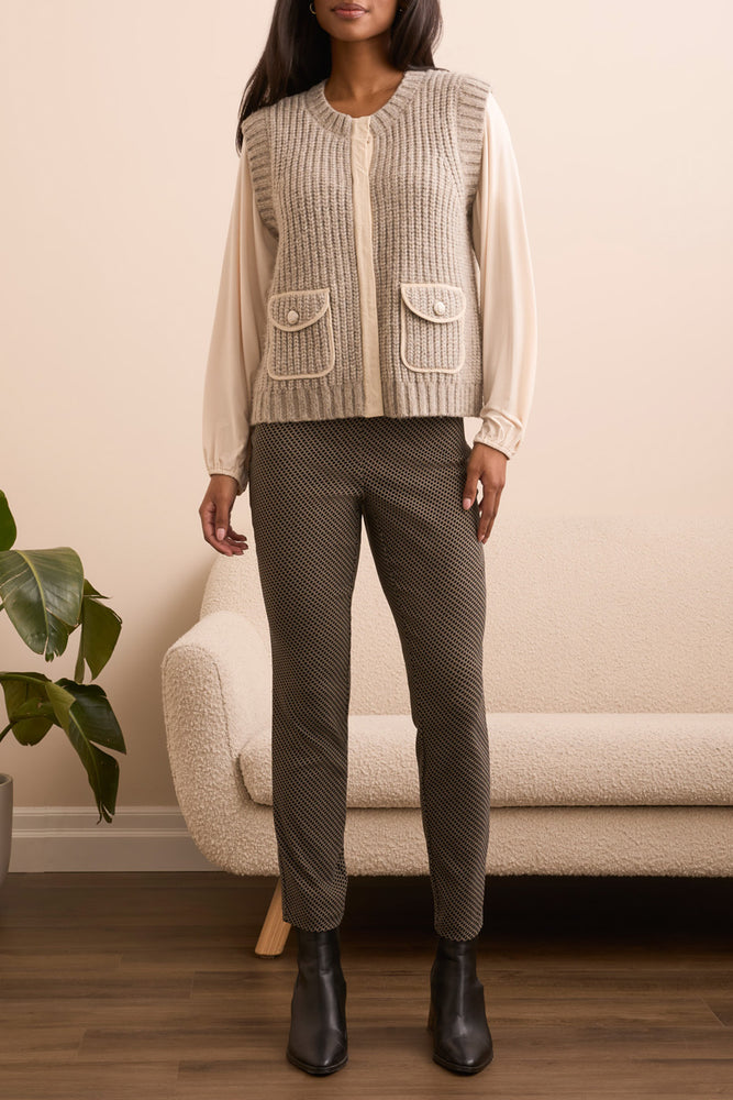 Tribal Fall 2025-2368O-3976-Sleeveless Vest W/Pockets-Sand Stone - The Coach Pyramids