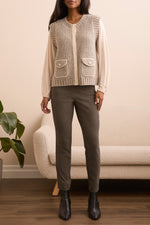 Tribal Fall 2025-2368O-3976-Sleeveless Vest W/Pockets-Sand Stone - The Coach Pyramids