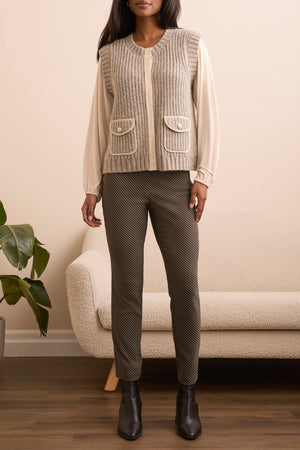 Tribal Fall 2025-2368O-3976-Sleeveless Vest W/Pockets-Sand Stone - The Coach Pyramids