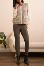 Tribal Fall 2025-2368O-3976-Sleeveless Vest W/Pockets-Sand Stone - The Coach Pyramids