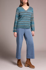 Tribal Fall 2025-2374O-576-Long Sleeve V Neck Sweater-Celestial - The Coach Pyramids