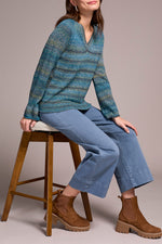 Tribal Fall 2025-2374O-576-Long Sleeve V Neck Sweater-Celestial - The Coach Pyramids